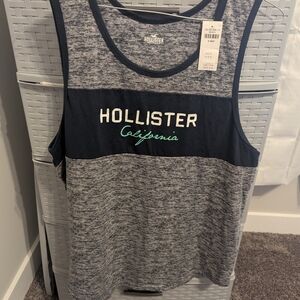 Hollister Navy Trim Heather Gray Sleeveless Tank